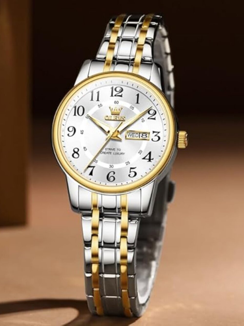 Women's Silver White Analog Quartz Stainless Steel Relog Mujer Waterproof Watch